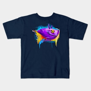 unique fish in watercolor collaboration Kids T-Shirt